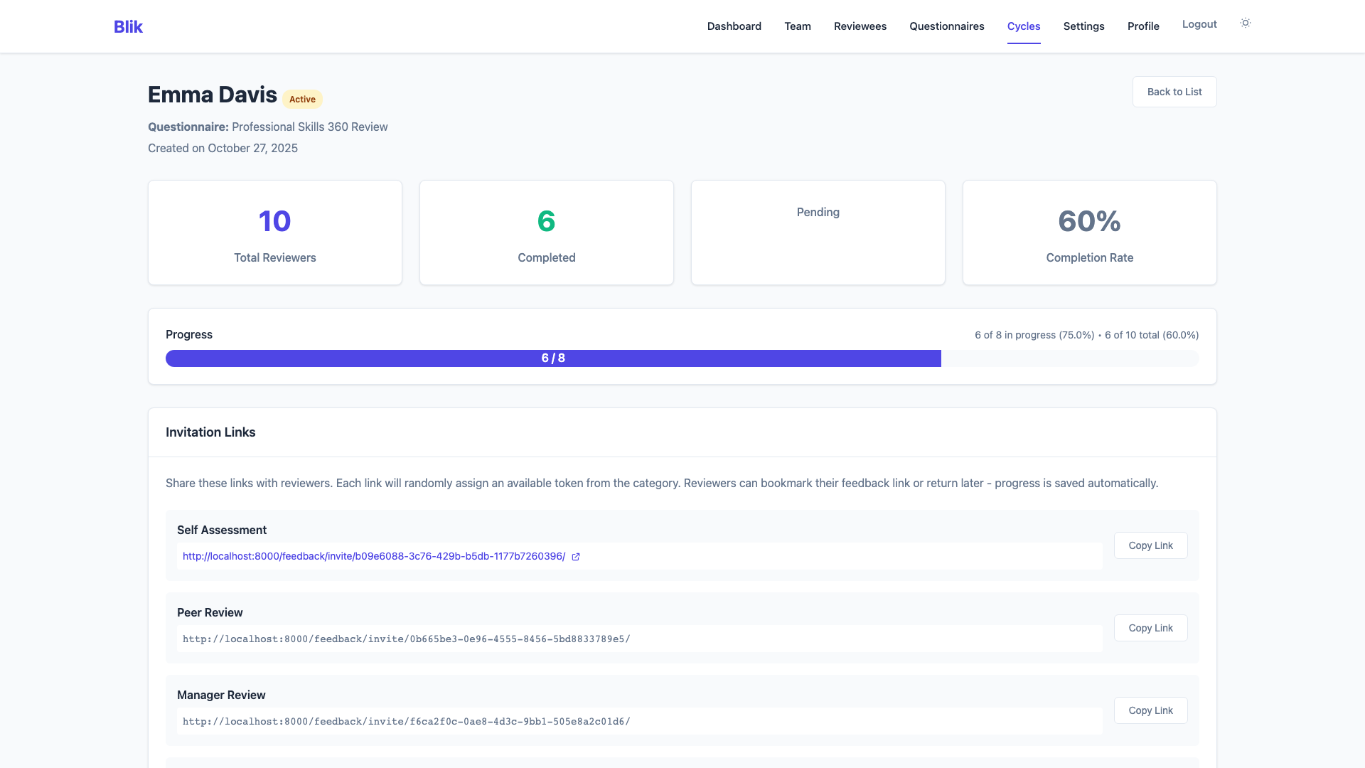 Review Cycle Detail - Light Theme