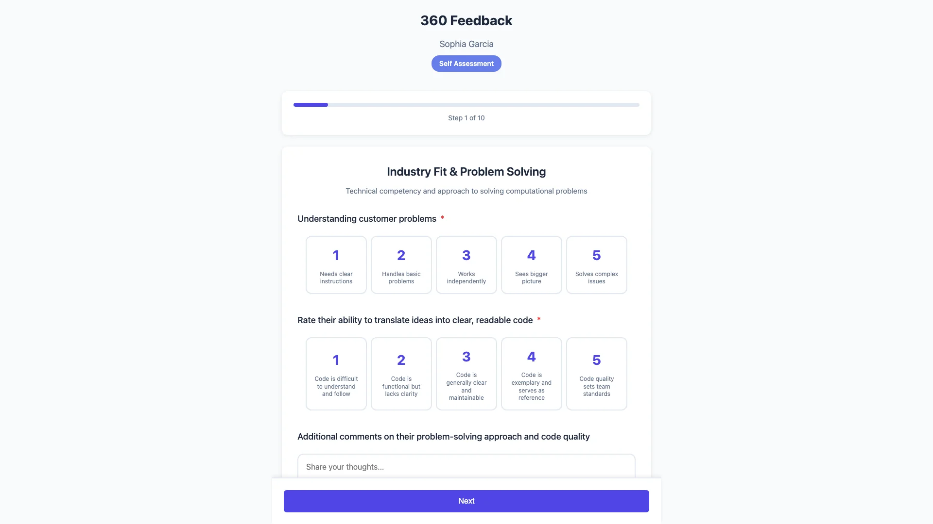 The self-assessment questionnaire in the browser