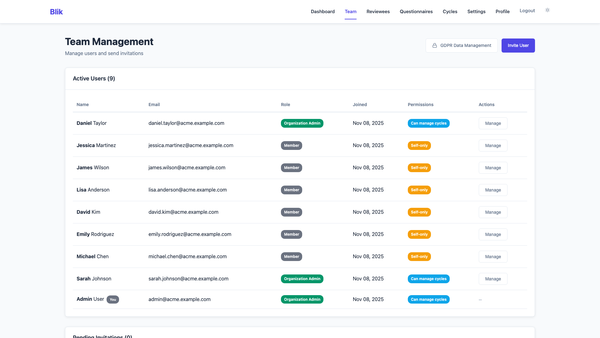 Team Management - Light Theme